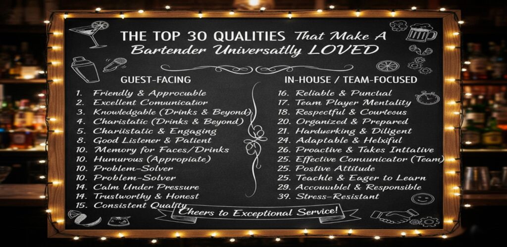 The Top 30 Qualities That Make a Bartender Universally Loved by Guests and In-House Teams